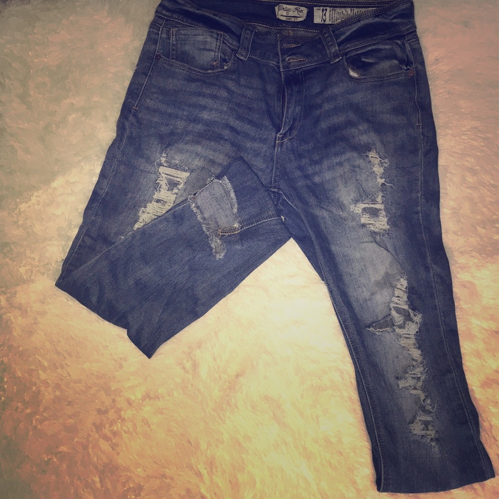 Blue  comfortable ripped jeans